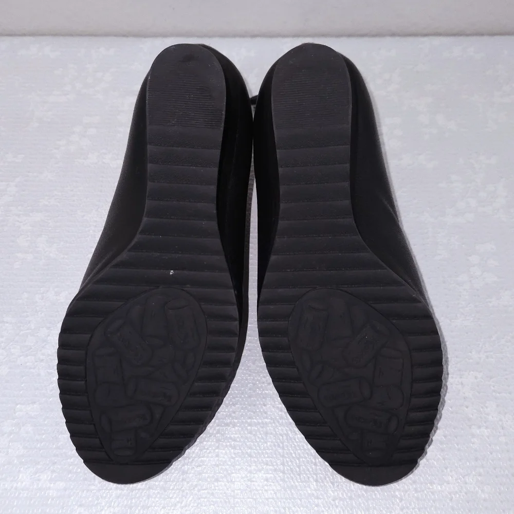 New! Kork-Ease Haldor Wedge Heeled Bootie US 8 Black Leather Ankle Boots KORKS - Picture 10 of 10